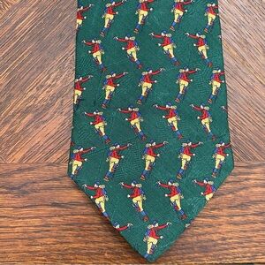 Tommy Hilfiger Men’s Tie Green Outdoorsman Hiker Preppy Novelty Italian Silk USA